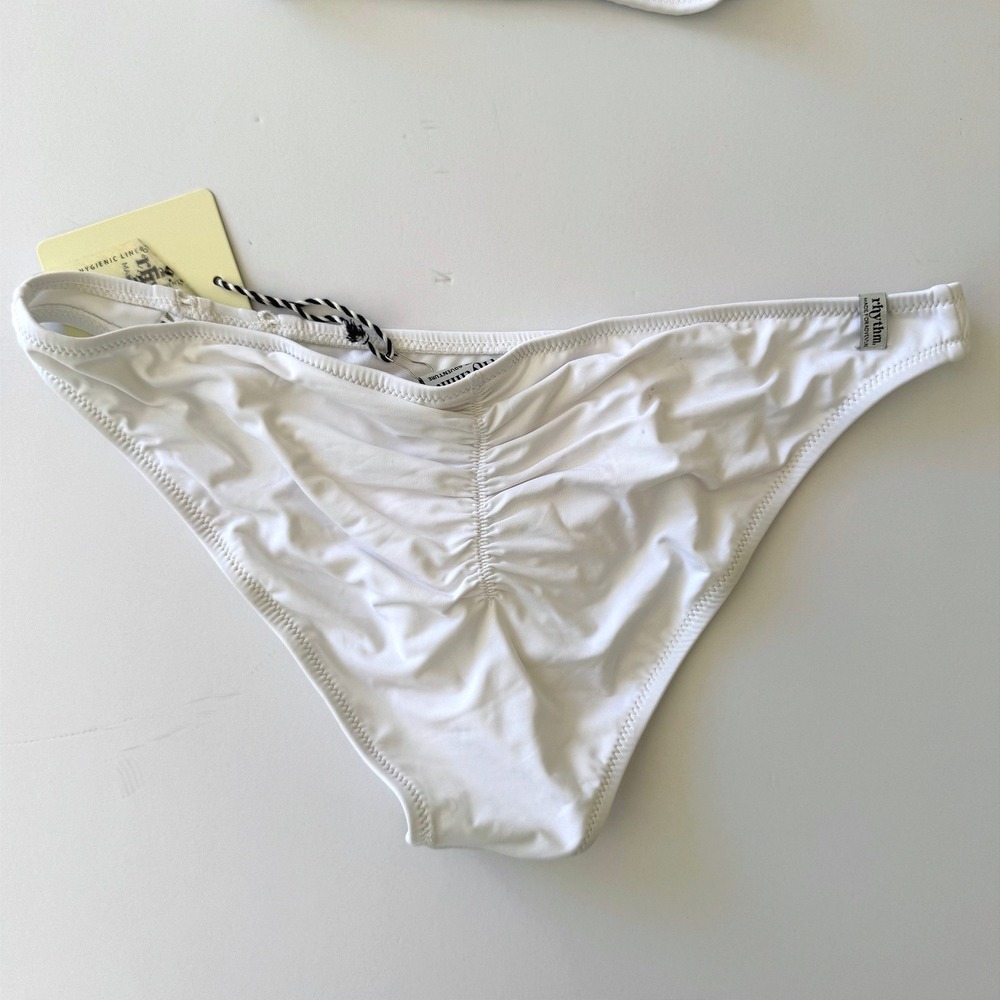 NWT Rhythm White High Neck Halter Hipster Cutout Bottom Size Large Coastal Boho - Picture 5 of 16